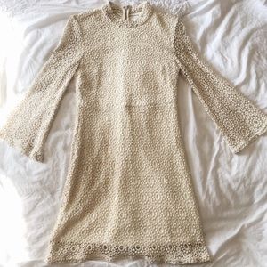 Bell sleeve crochet dress